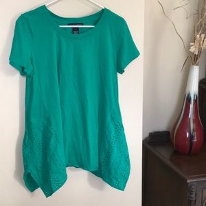 Grace Elements asymmetrical green short sleeve top